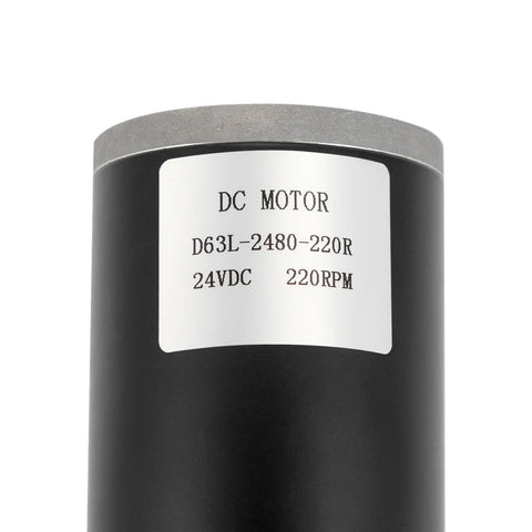 Close-up of label on 24V 80W 220RPM Brushed DC Gear Reduction Motor With Left Position Mount High Efficiency Gearbox SDX20U for robots