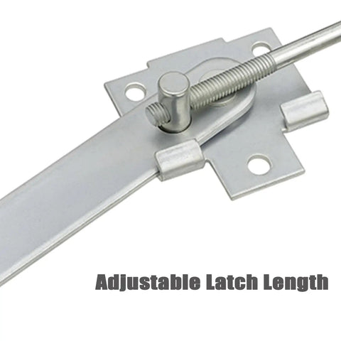 Built Tough 2 Pack Zinc Barn Door Jamb Latch With Hook 7 Inch Cam Latch close-up of adjustable latch mechanism in galvanized steel.