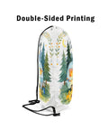 Side view of Water Resistant Drawstring Backpack 13x16 Inch Lightweight Gym Sack For Women And Men in watercolor farmhouse style