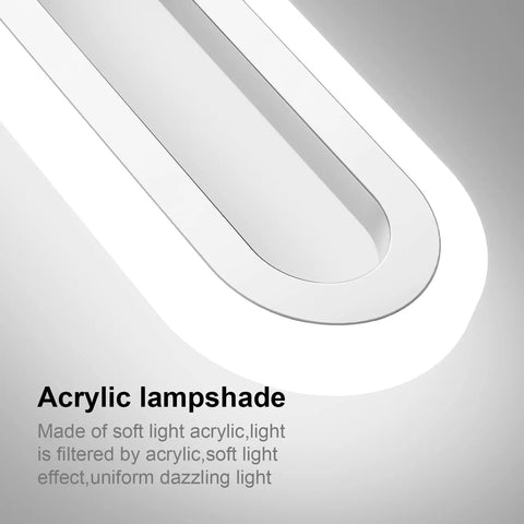 Close-up of acrylic lampshade on LED Bathroom Vanity Light Fixture In Chrome Stainless Steel With Acrylic Shades 23.62 Inch Modern Wall Mount Bath Lighting 6000K Daylight Glow Dimmable And Energy Efficient Vanity Lights For A Bright Modern Home.