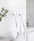 No Drill Wall Hooks Heavy Duty Adhesive Hangers For Kitchen, Bathroom And Home, Damage Free Picture Hanging, 10 Pack With Removable Non Marking Tape, Strong Grip For Towels, Coats, Bags And More on white wall holding towels