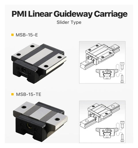 Bulletproof Miniature Linear Guide Rail Cutting Machine Universal Aluminum Carriage With Precision Ball Bearings shown from above with sliding block details.