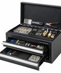 Compact Metal Tool Chest With 2 Drawers And PVC Drawer Liners For Workbench Or Desk, Powder Coated Steel Small Toolbox, Multi Purpose Storage