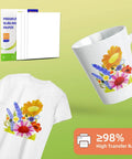 30 Sheets Heat Transfer Paper For Inkjet Sublimation Printers 8 By 11 Inch 125G High Transfer Rate applied on mug and shirt
