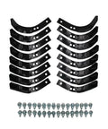 Beefed Up 16 Tine Replacement Set For Horse Pony Tiller 1901118 1270-1A 1270-2A 10802 with bolts, black steel tines displayed