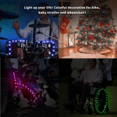 Two Wheel Pack Lit Ultra Bright LED Bike Wheel Lights Waterproof Spoke Lights For Night Riding Visible From All Angles