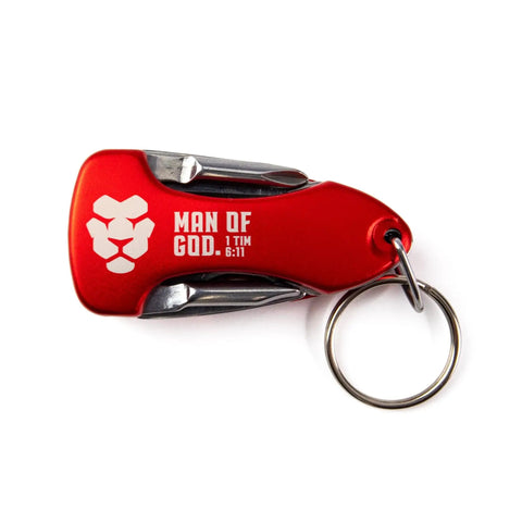 Red 5 In 1 Key Chain Multitool With LED Light And 4 In 1 Screwdriver Bottle Opener Can Opener Compact Pocket Tool Sweet Religious Gift