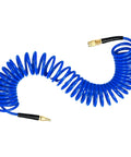 Blue Coiled Air Hose One Quarter Inch Fits Air Compressors For Tire Inflation Auto Repair Work Spring Design Stops Tangles