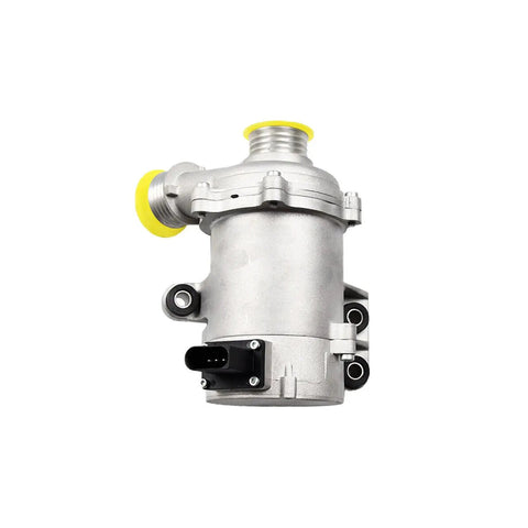 Top Rated Electric Water Pump And Mounting Bolts For BMW Cooling Systems straight fire performance view of electric coolant pump assembly.