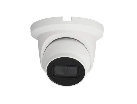 4K 8MP Starlight IP Turret Camera with IVS Perimeter Protection, Motion Detection, Built-In Microphone, and IR Night Vision, white