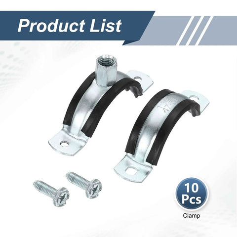 10 Pcs Split Ring Pipe Hangers, 2 Inch Galvanized Steel Pipe Brackets For Wall Or Ceiling Mount, Adjustable Clamp For Plumbing And HVAC, Fits 44-50 Mm Diameter, M8 And M10 Screws, with screws