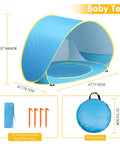 Two In One Beach Tent With Pool For Infants And Toddlers, dimensions 47x31x27 inches, comes with pegs and carry bag