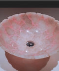 Totally Slay Rose Quartz Vessel Sink, Super Glossy Pink Quartz Wash Basin For Bathroom Vanity And Powder Room, Handmade Epoxy Countertop Basin That Goes Hard With Modern Vibes - close-up view of polished sink.