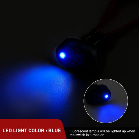 Five Pack LED Lighted Rocker Switch Set 12V Blue LED Illuminated Toggle On Off 30A 3Pin SPST Oval 12mm Hole For Automotive