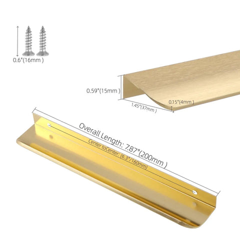 Specifications of Sleek Matte Gold Finger Pulls For Cabinets Set Of 2 7.8 Inch Edge Drawer Pulls With Screws Included