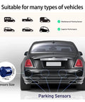 Wireless Parking Sensor System With 4 Blue Backup Sensors, LED Distance Display, rear view of car installation