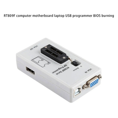 RT809F USB BIOS programmer for laptop motherboard, white plastic body with VGA and USB ports