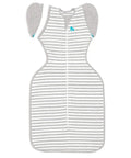 Gray cotton Transition Swaddle With Zip Off Wings for Easy Arm Free Sleep, fits 13-19 lb, shown with detachable wings