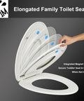 Top Tier Elongated Toilet Seat With Butter Smooth Slow Close Hinges, showcasing integrated magnetic toddler insert.