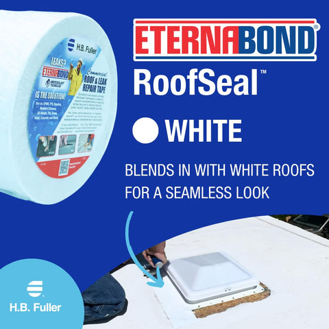 Roof Seal Repair Tape White 4 Inch By 50 Foot 35 Mil Thickness UV Stable Micro Sealant sealing RV vent on white roof