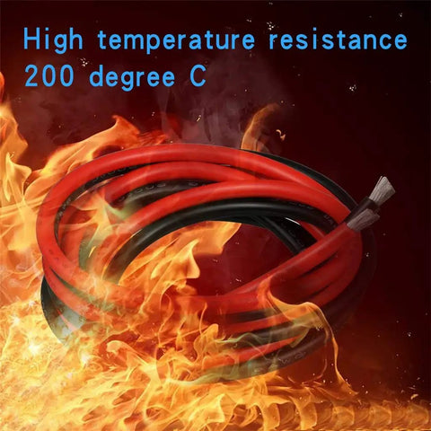 8 Gauge Silicone Wire Set With 5 Ft Red And 5 Ft Black Flexible 8 AWG Stranded Tinned Copper Wire For Auto, Audio And Hobby Projects shown in high-temperature flames