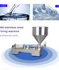 Pro Grade Semi Automatic Liquid And Paste Dispenser Pneumatic Piston Filling Machine With 30L Stainless Steel Hopper for juice and paste.