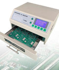 Automatic Infrared Reflow Soldering Station With 800W 1500W Power showing open tray with PCB inside
