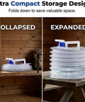 Collapsible Water Container With Spigot For Camping And Outdoor Use Space Saving Portable 5L Water Storage Bag Expanded and Collapsed