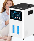 Touch Screen Hydrogen Inhalation Machine With Ninety Nine Point Nine Nine Percent Pure H2 Gas Generator Ultra Quiet No Fuss For Seniors Easy To Use 1200ml Capacity Home Therapy Device next to a seated user.