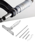 Depth Micrometer Stainless Steel Round Head Depth Gauge With Five Interchangeable Rods 0 to 150mm Range Precision Measuring Tool