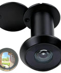 Solid Brass Door Peephole Viewer With 200-Degree Wide Angle And Heavy Duty Rotating Privacy Cover, Black Finish