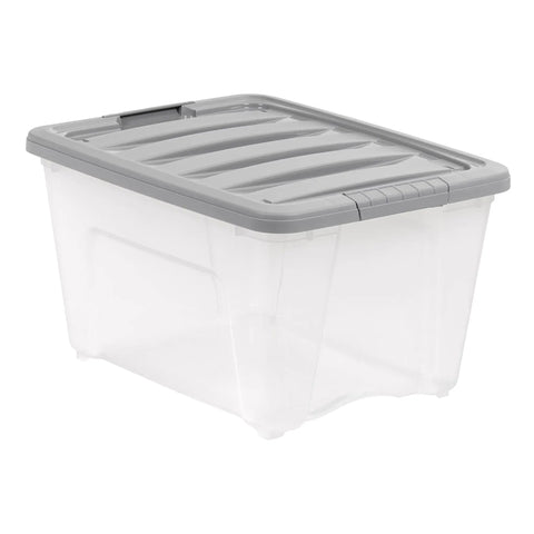 Straight Up Heavy Duty 32 Quart Clear Storage Bins With Secure Latching Lids Stackable Organization Containers Hella Rock Solid Design Completely Hassle Free For Moving Day And Pantry Needs Set Of Six