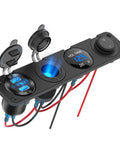 4 In 1 12V USB Outlet Marine Switch Panel Kit With PD3.0 And Dual QC3.0 USB Ports 150W Lighter Socket visible from angle