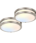 10 Inch Flush Mount LED Ceiling Light Fixture 2 Pack With Brushed Nickel Finish, 17W 1100Lm, Adjustable 2700K To 5000K Color Temp, Dimmable