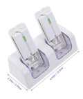 Dual Slot Controller Battery Charger Dock With USB Cable White Durable Charging Station dimensions 4.9in by 2.35in