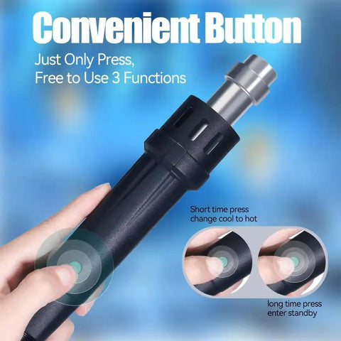 User pressing function button on 1000W Fast Desoldering Hot Air Gun Soldering Station With Intelligent BGA Rework Adjustable Airflow And Temperature 3 Memory Presets CH1 CH2 CH3 For Precise PCB Chip Repair