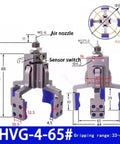Pneumatic Fixture Cylinder With Four Claw Clamp And Sensor Switch Mechanical Arm Gripper Finger Cylinder For Tight Precision Assembly Water Spout Clip Heavy Duty Build Industrial Grade AHVG65