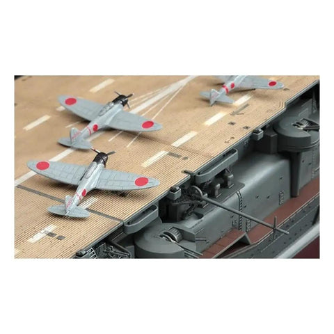 Top Shelf Japanese Imperial Akagi Aircraft Carrier Scale Model Kit with detailed planes on deck and precise assembly options.