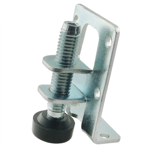 Heavy Duty Furniture Leveling Shims With Adjustable Metal Cabinet Legs And Anti Slip Foot Pads For Wardrobes And Workbenches Including Hex Wrench For Kick Those Wobbles Fast Dead Flat Setup - Close-up of metal cabinet leg with rubber foot.