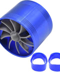 Universal Air Intake Turbonator Turbo Turbine Charger For Cars And SUVs Aluminum Single Fan Boost Accelerator Gas Saver Fuel Saver 64mm Inlet 2.5 Inch Fit Blue Fits Most Models