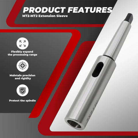 Pro Grade MT2 Extension Sleeve For External And Internal Morse Taper MT2 30mm Diameter By 175mm Length Heavy Duty Lathe Accessory
