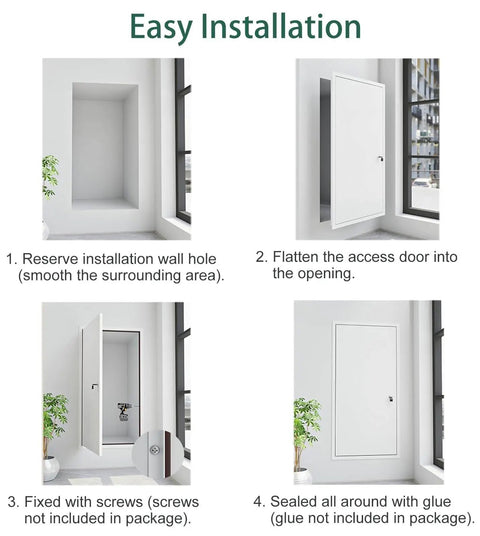 Easy installation steps for Heavy Duty Aluminum Laundry Chute Access Door For Drywall With Grip Tight Lock White 38X42.
