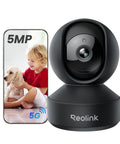 E1 Pro Indoor Camera 3K Pan Tilt WiFi For Baby And Pet Monitoring during video call with child and dog, 5MP display.