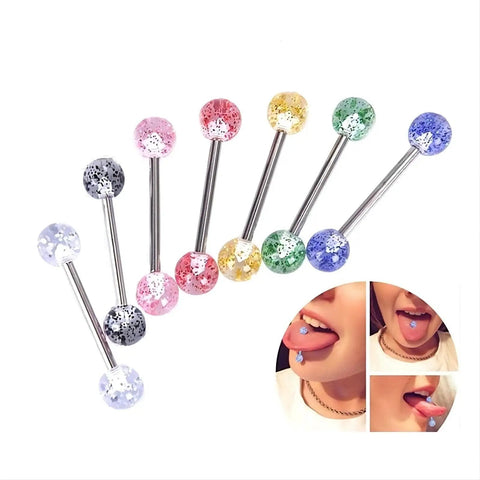 Dope Mixed Color 14G Stainless Steel Straight Barbell Tongue Ring Set Five Eighth Inch Length 23 Piece Acrylic Flexible Retainer Jewelry For Women And Men Hypoallergenic Safe All Day Comfort, multicolor