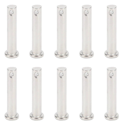 10Pcs Stainless Steel Clevis Pin Set 304 Flat Head Pins With Holes, T Shape Round Pins, Rust Resistant Kit for DIY and Workshop Projects