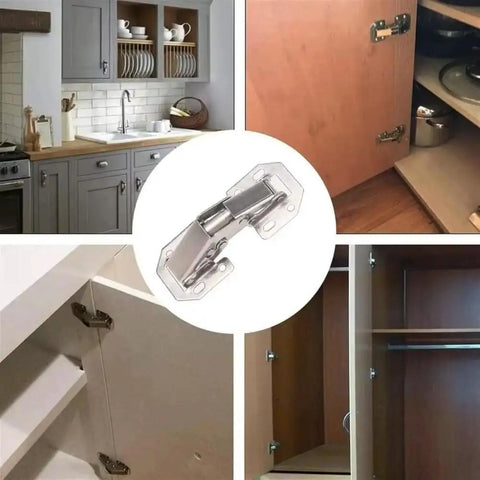 90 Degree No-Drilling Hydraulic Buffer Hinges For Kitchen Cabinets And Cupboards Soft Close Mechanism, silver finish in use
