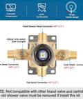 Oil-Rubbed Bronze Shower Faucet Set With Tub Spout And 6 Inch Shower Head, rough-in valve features marked connectors