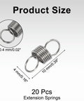 Dope 20 Pack High Performance 304 Stainless Steel Extension Springs Tiny Size 0.02x0.16 Inch shown with size dimensions.