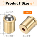 10 Pack 304 Stainless Steel Ball Plungers With 8mm Spring Loaded Balls And 70N Push Force No Fuss Cabinet Drawer Stops showing dimensions.