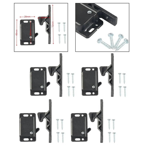Soft Cushioned Double Roller Drawer Latch Set No Fuss For RV Camper And Boat Includes Mounting Screws Smooth Quiet Operation Durable Hardware Four Piece Pack For Easy Replacement